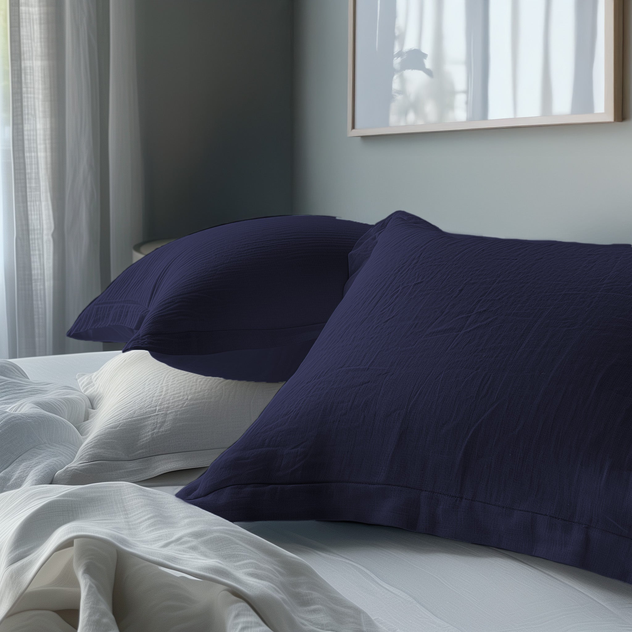 Biancheria per Hotel e B&B - Lenzuola di lino colore blu