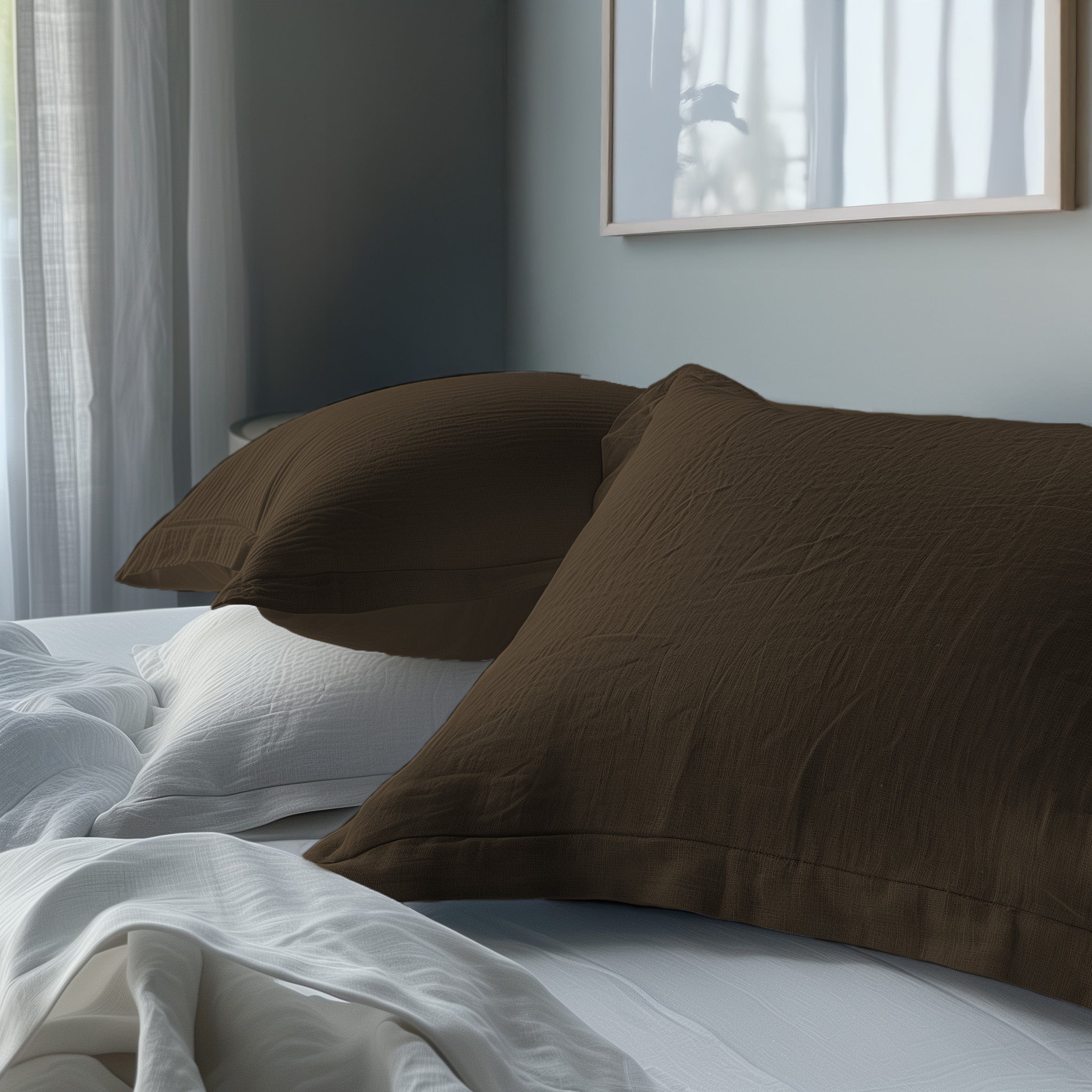 Biancheria per Hotel e B&B - Lenzuola di lino colore castagna