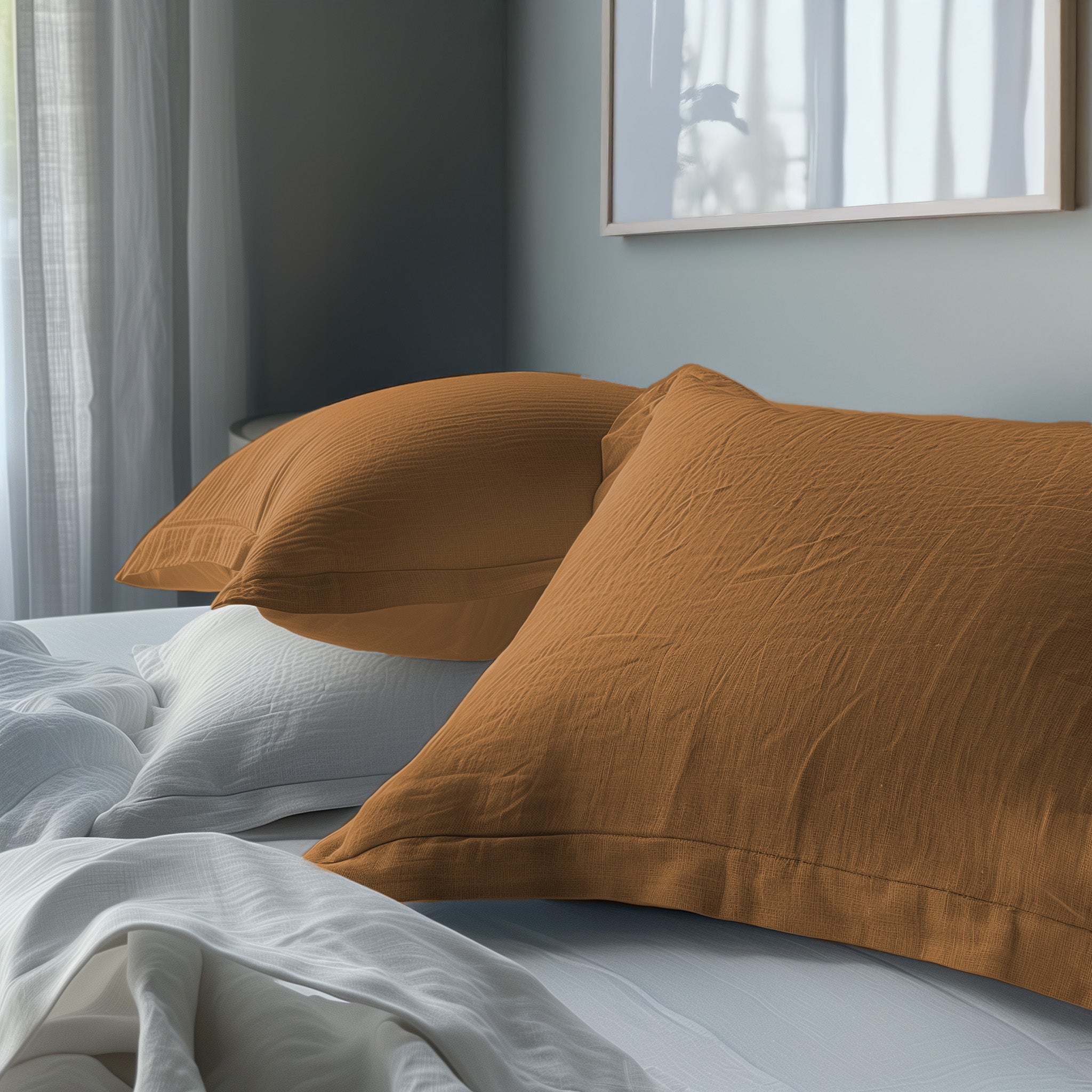 Biancheria per Hotel e B&B - Lenzuola di lino colore senape