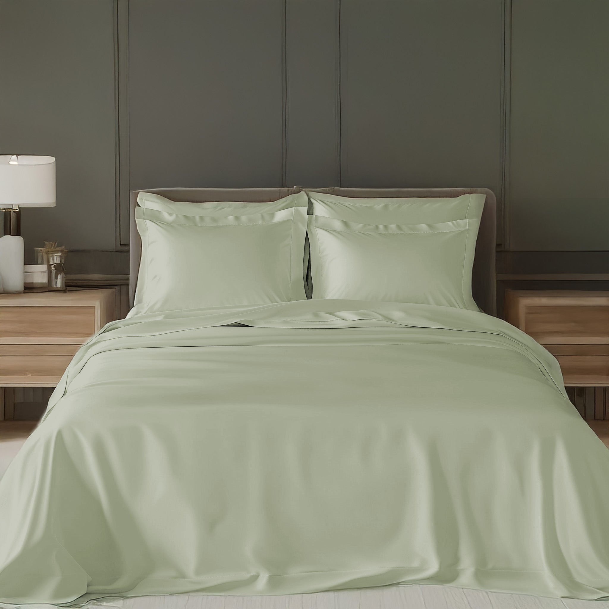 Biancheria per Hotel e B&B - Lenzuola percalle di cotone colore verde chiaro