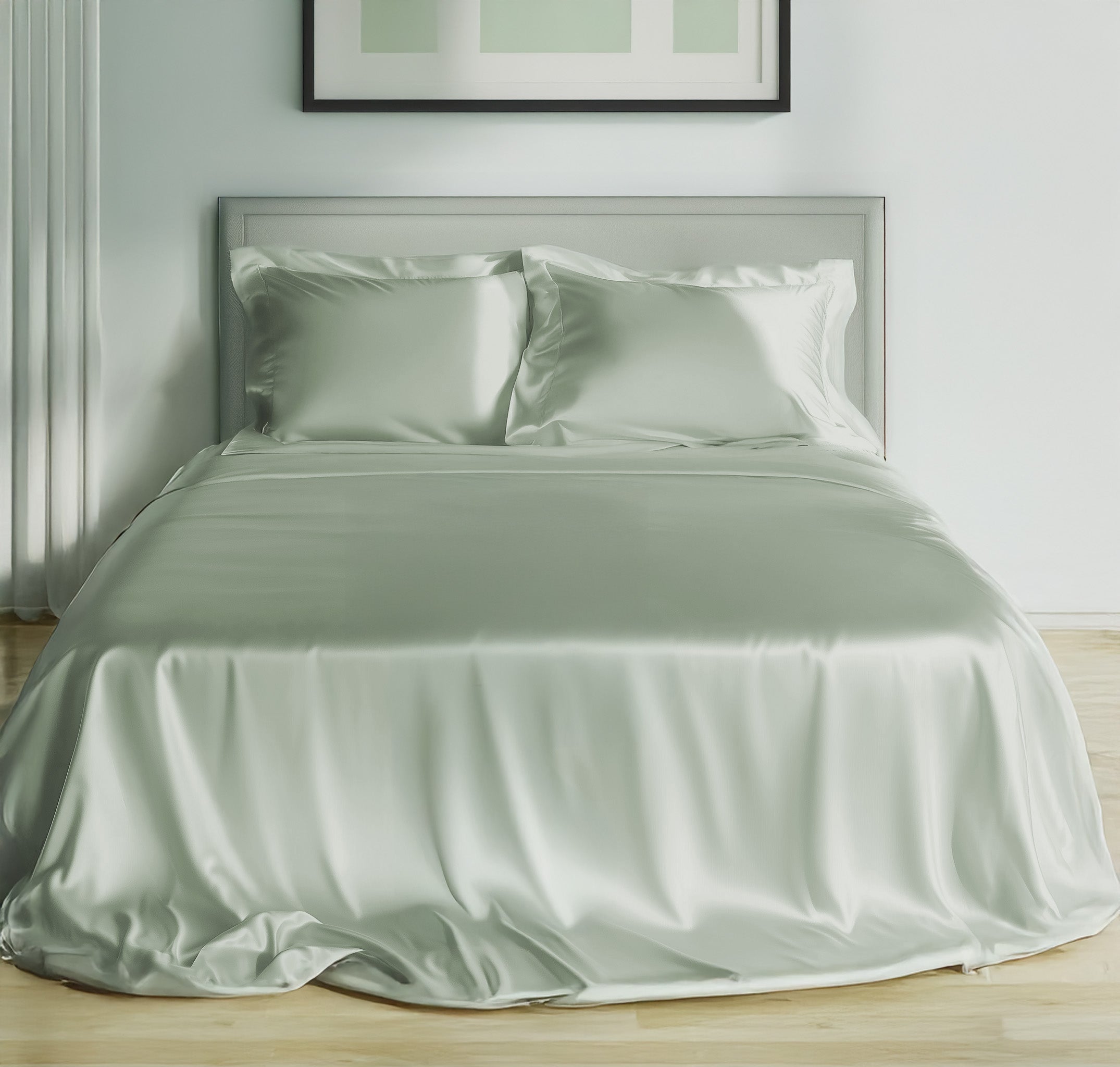 Biancheria per Hotel e B&B - Lenzuola raso di cotone colore verde chiaro