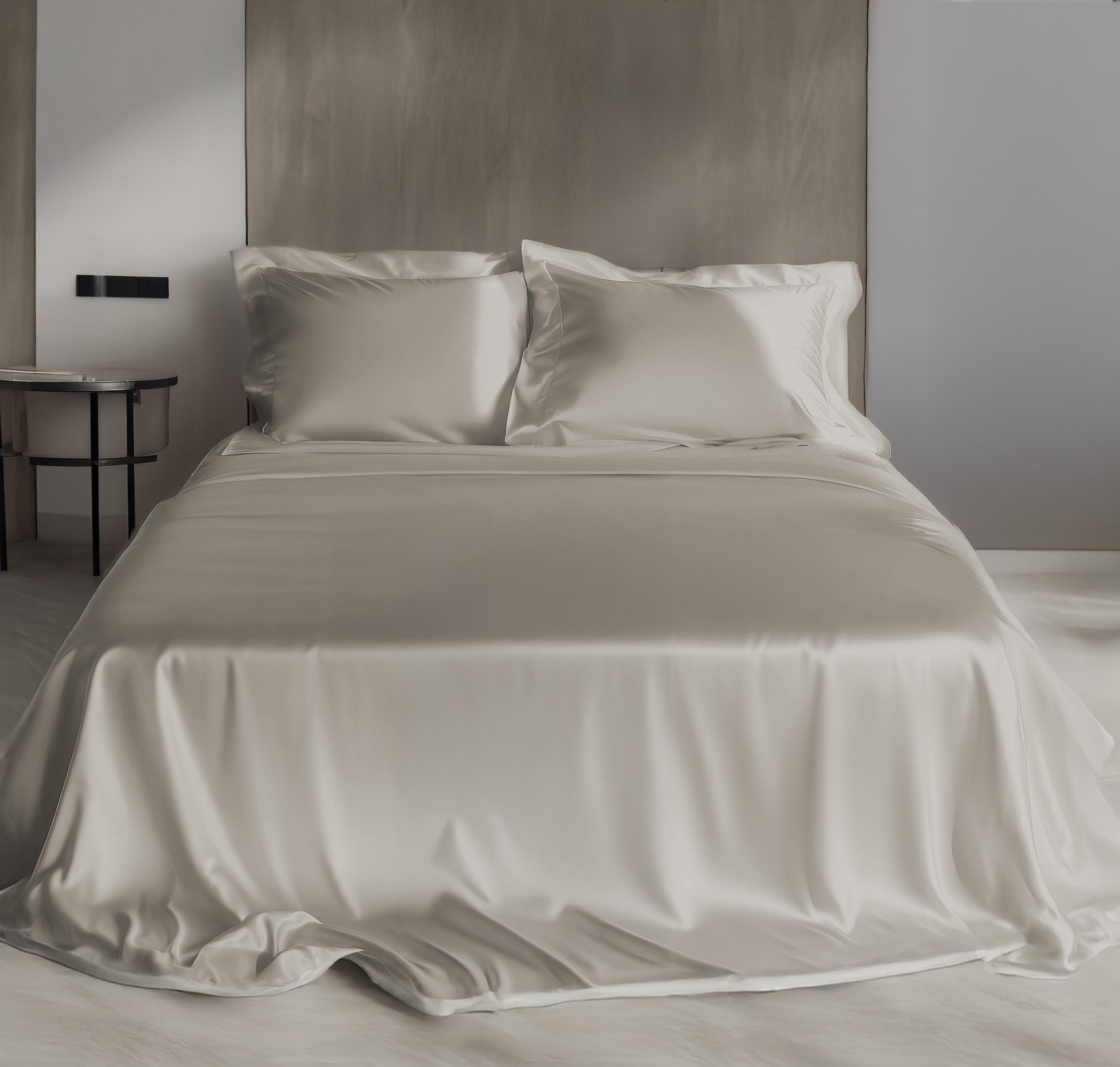 Biancheria per Hotel e B&B - Lenzuola raso di cotone colore grigio chiaro
