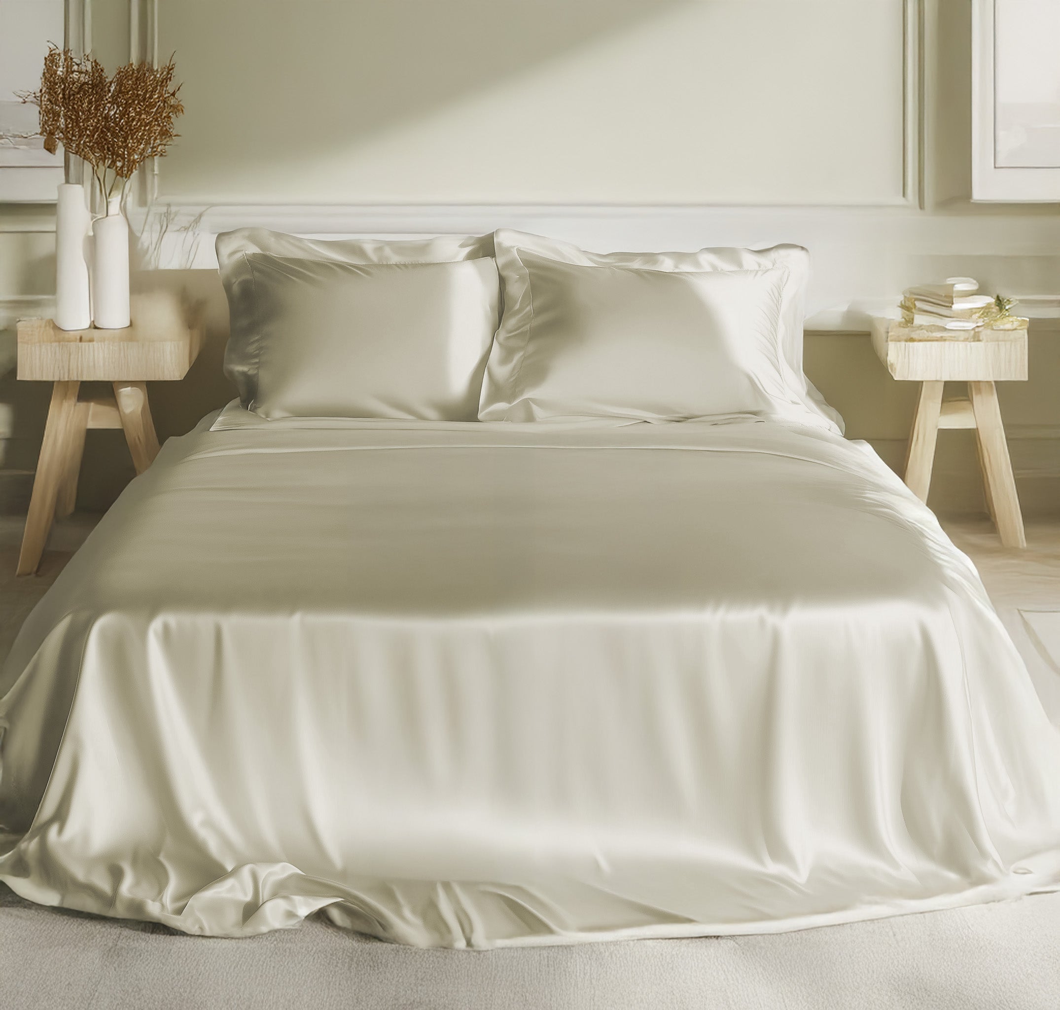 Biancheria per Hotel e B&B - Lenzuola raso di cotone colore panna