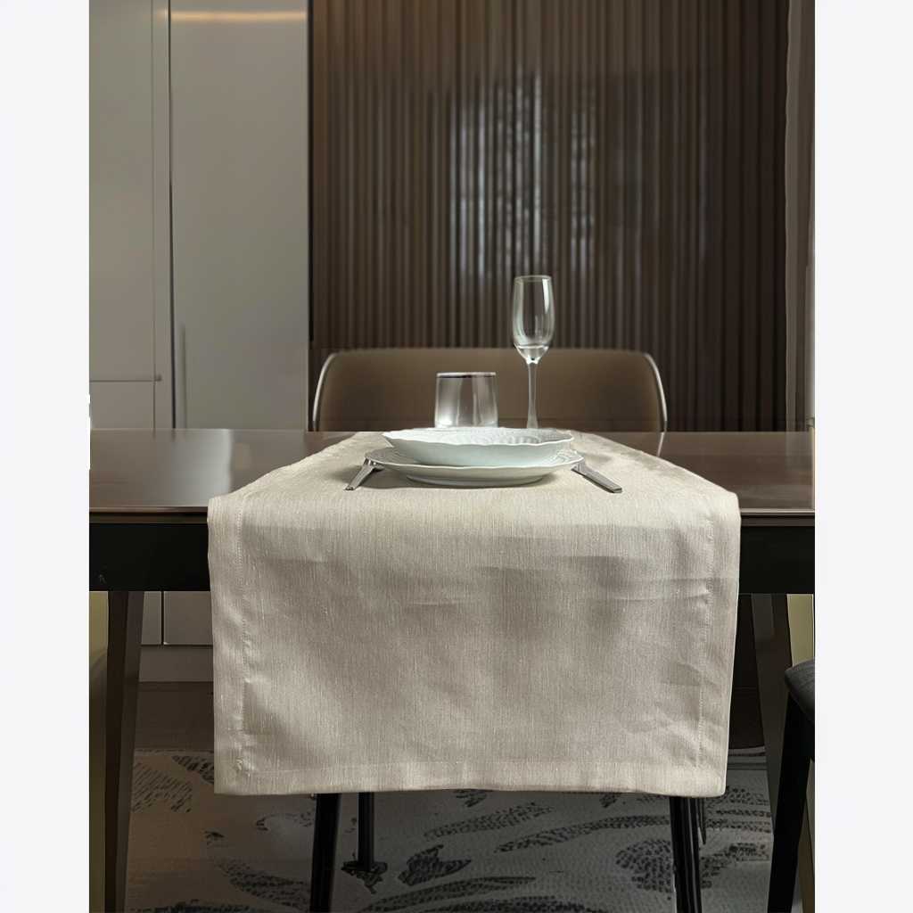 Runner tavolo - Runner cotone lino poliestere - Runner colore noce