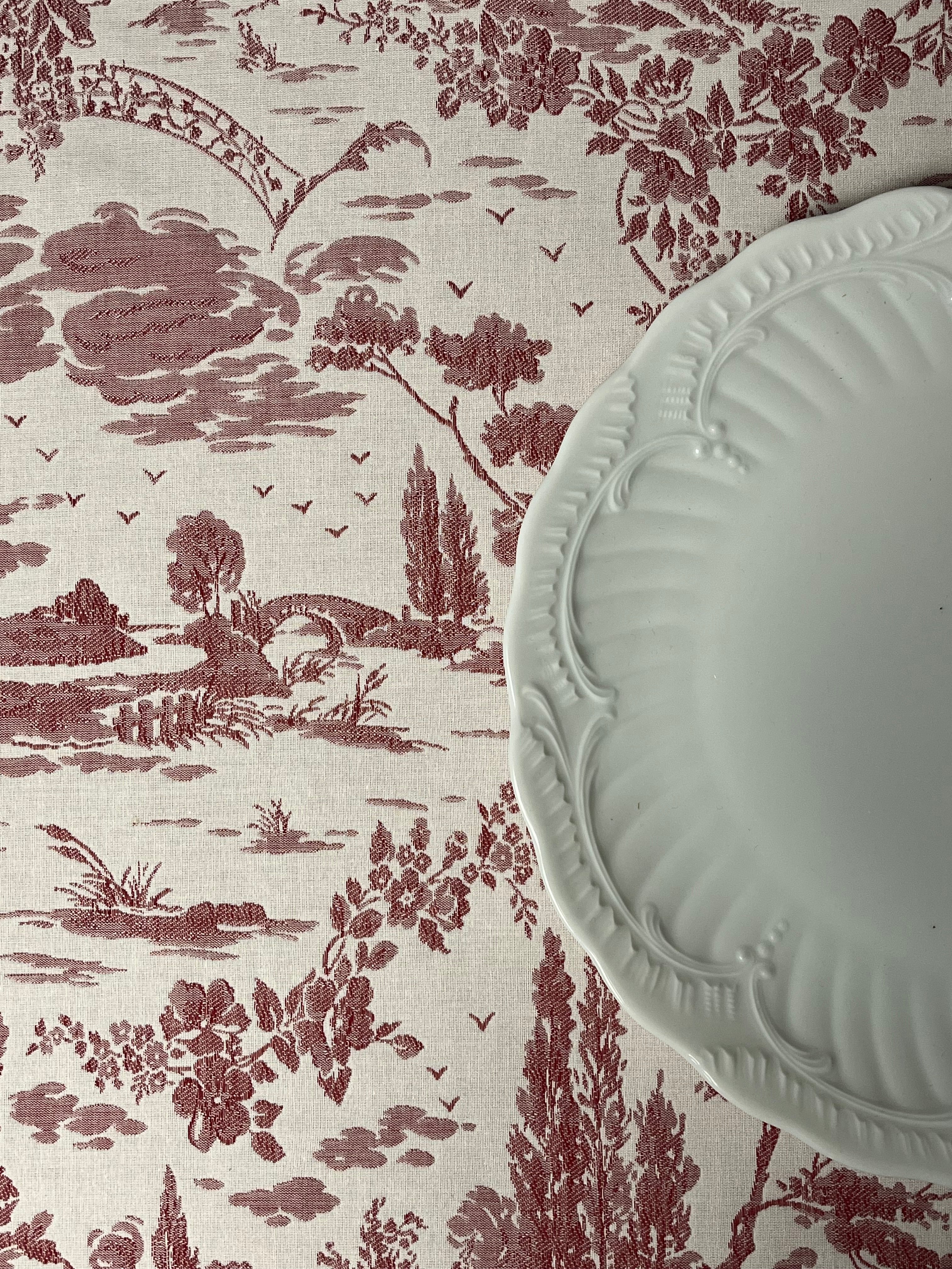 Tovagliette Americane per ristoranti - Tovaglietta Toile de Jouy rossa in cotone doppio ritorto