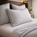 Hotel and B&amp;B Linens - White Cotton Percale Sheets with Colored Cord
