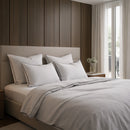Hotel and B&amp;B Linens - White Cotton Percale Sheets with Colored Cord