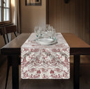 Runner ristorante - Runner toile de Jouy rossa in cotone doppio ritorto