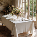 Tablecloths - Cotton and linen tablecloth - White tablecloth with applied rope frame