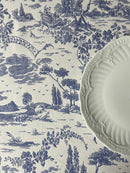 Tovaglie da tavola - Tovaglia cotone doppio ritorto - Tovaglia toile de jouy blu
