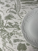 Tovaglie da tavola - Tovaglia cotone doppio ritorto - Tovaglia toile de jouy verde