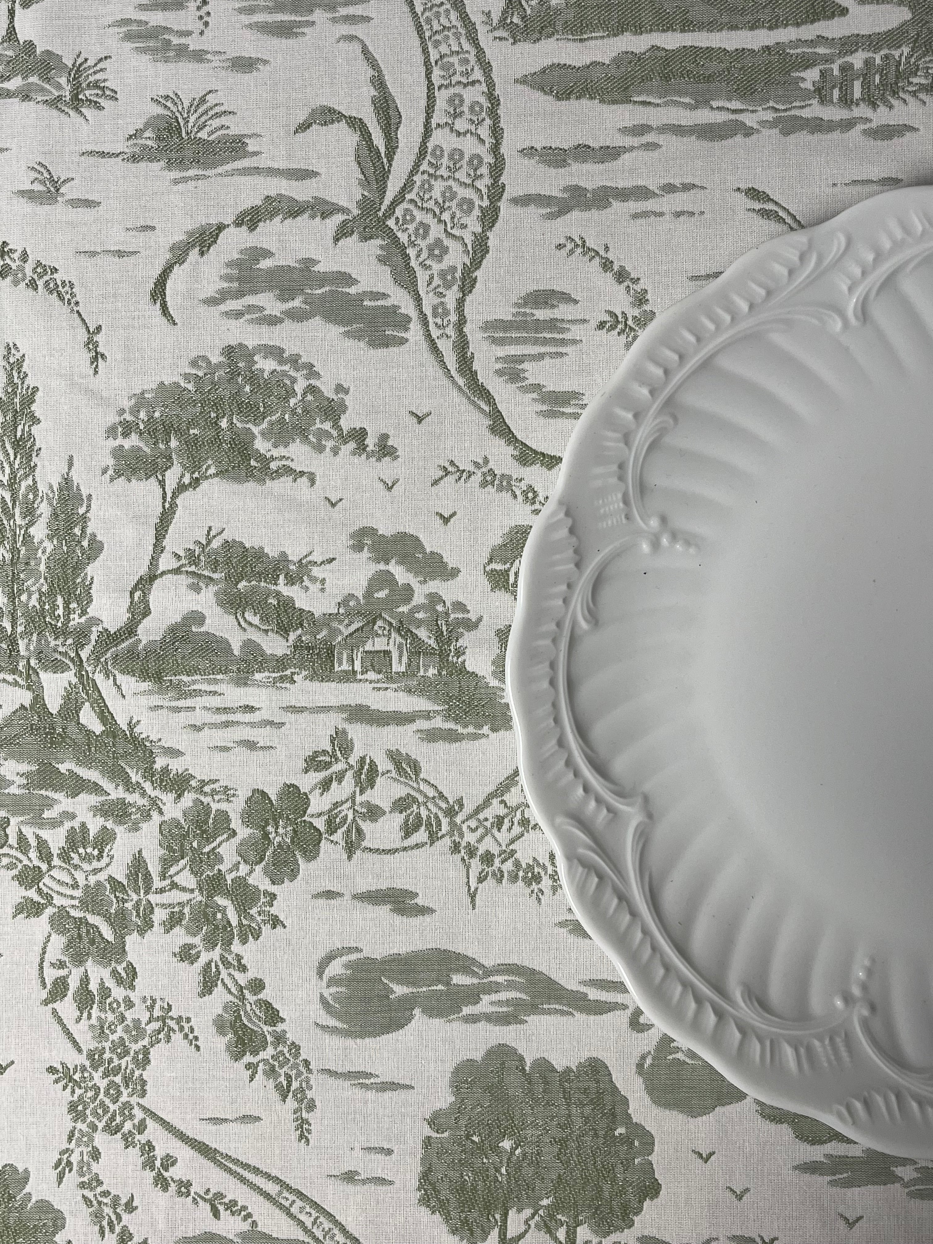 Tovaglie da tavola - Tovaglia cotone doppio ritorto - Tovaglia toile de jouy verde