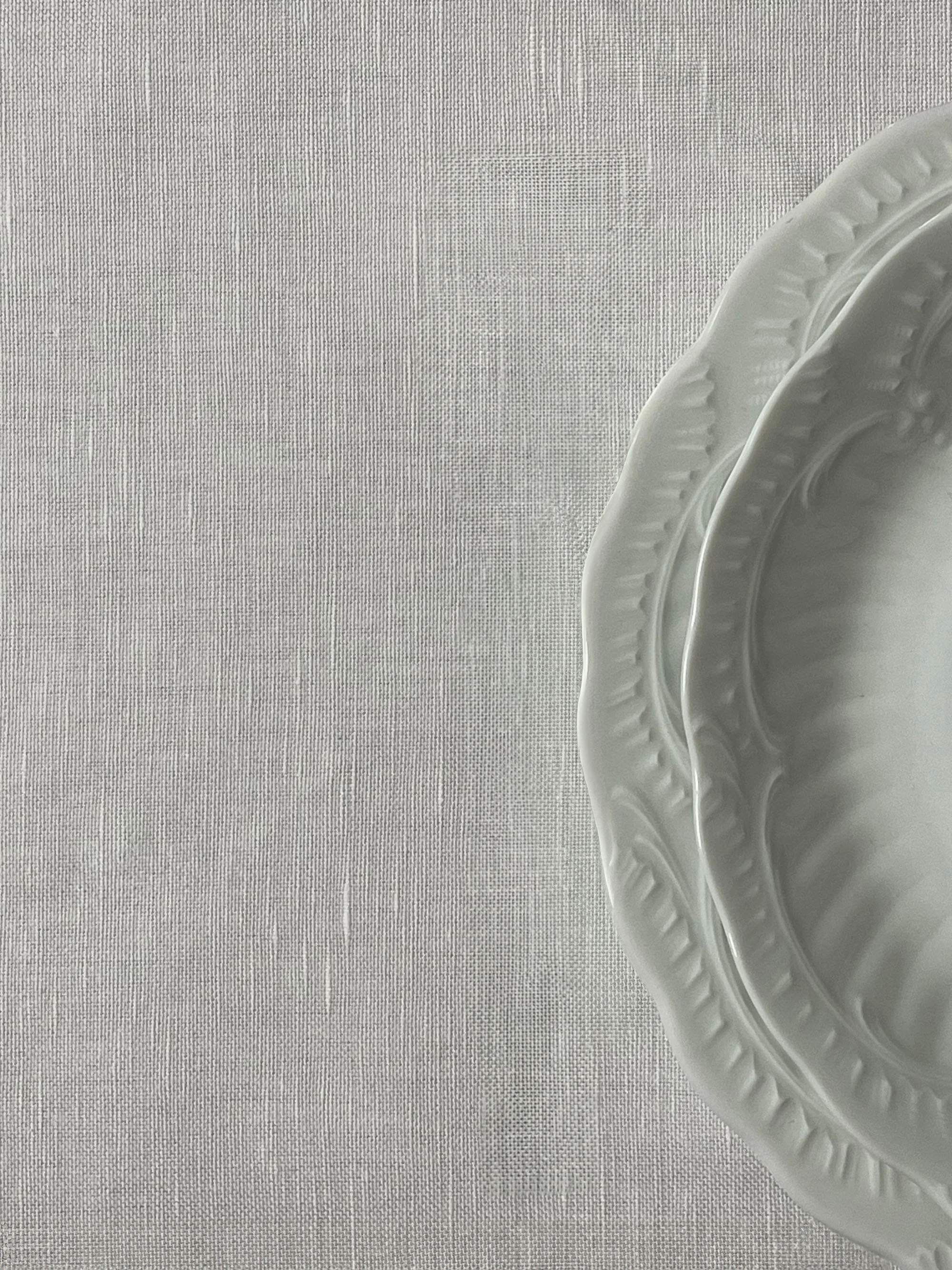 Tablecloths - Cotton and linen tablecloth - White tablecloth with applied rope frame