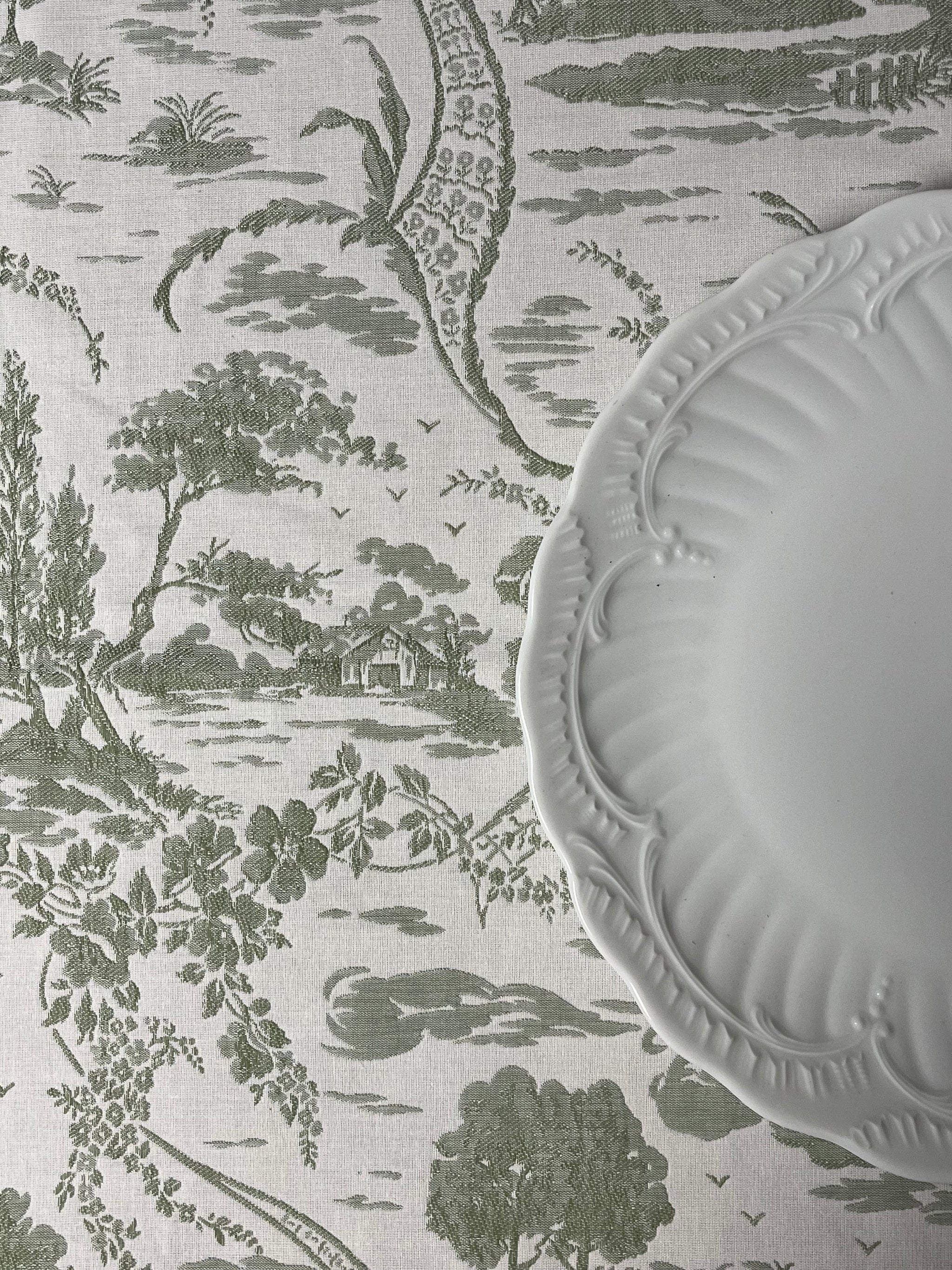 Placemats - Green Toile de Jouy Placemat - Double-twisted Cotton Placemat