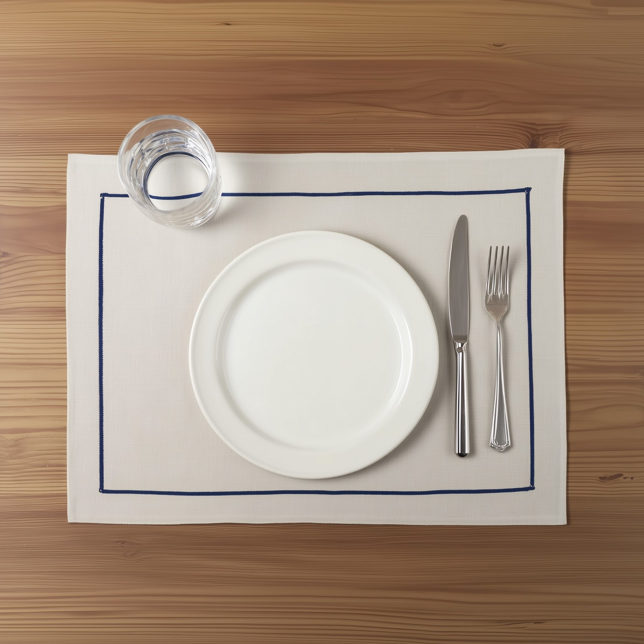 Placemats - White cotton and linen placemat with colored cord 