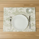 Placemats - Green Toile de Jouy Placemat - Double-twisted Cotton Placemat