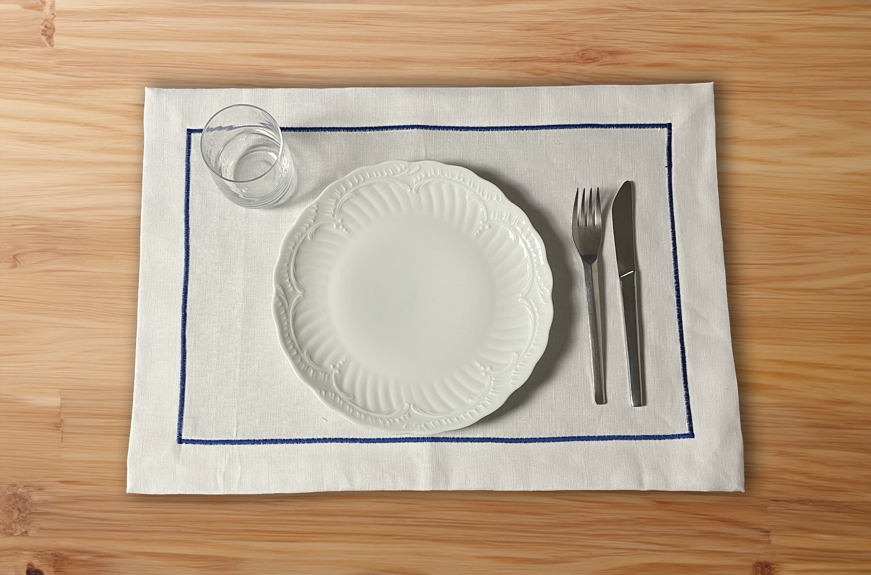 Tovagliette Americane per ristoranti - Tovagliette cotone e lino bianche con cordonetto colorato