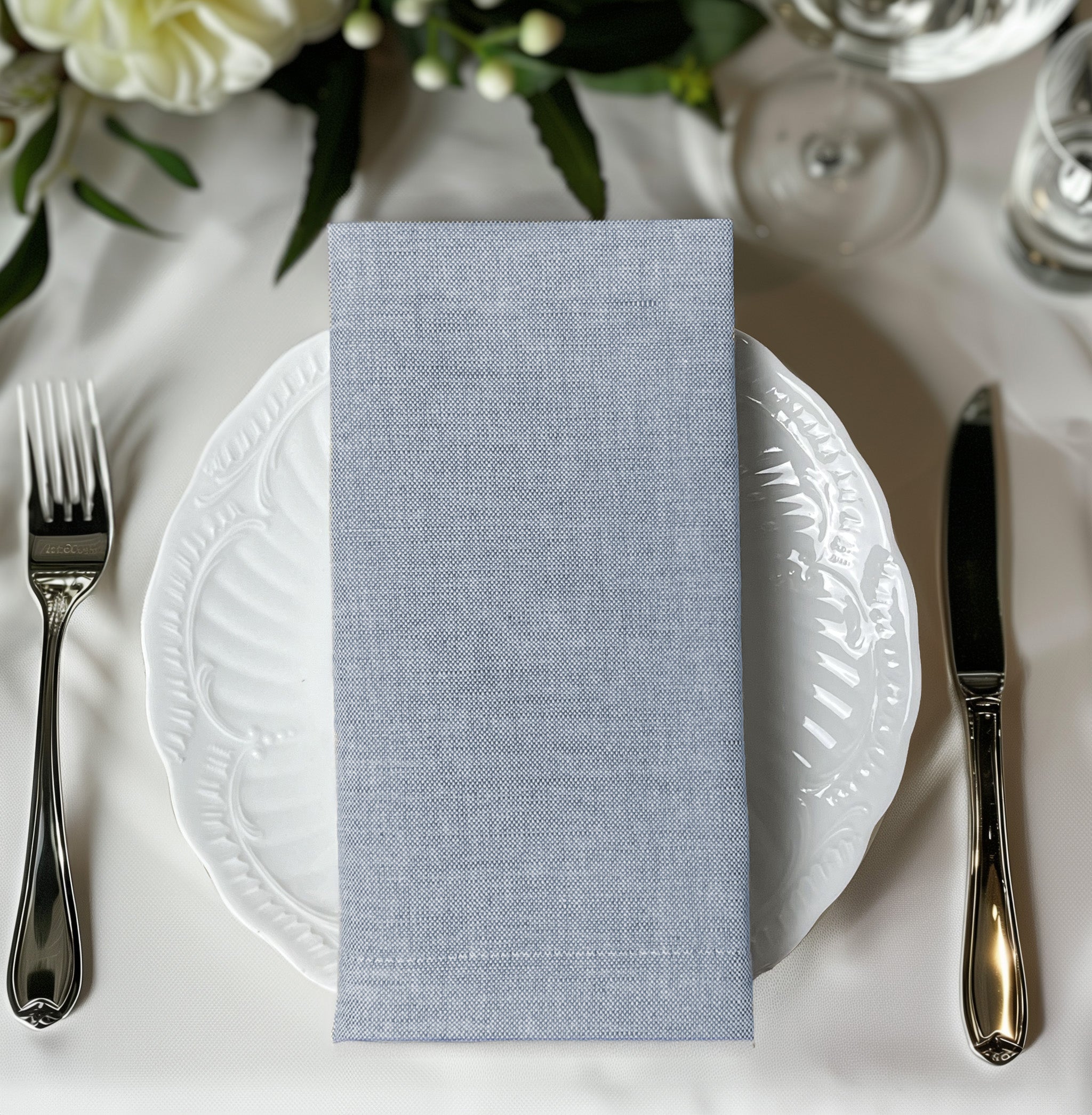 Tovaglioli ristorante - Tovaglioli di stoffa in cotone e lino colore blu