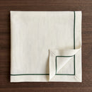 Tovagliolo Minerva 40×40 in lino e cotone bianco antico con cordonetto verde